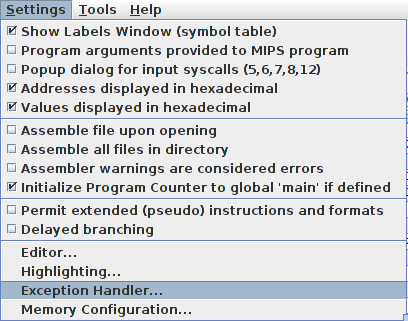 Mars exception handler